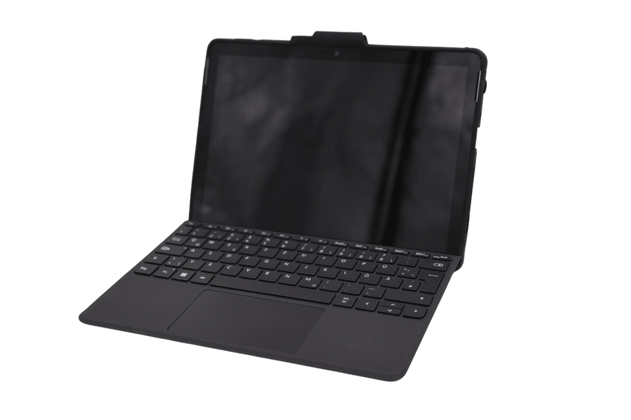 Microsoft Surface Tablet mit angeschlossener Tastatur, aufgeklappt und einsatzbereit